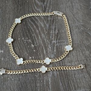 Elegant 14k Gold Plated and White Floral Jewelry Set